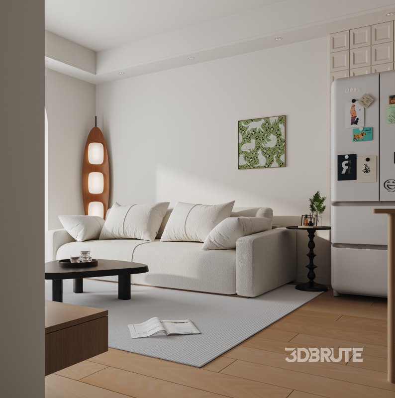 Modern living room and dining room interior scene Image 4