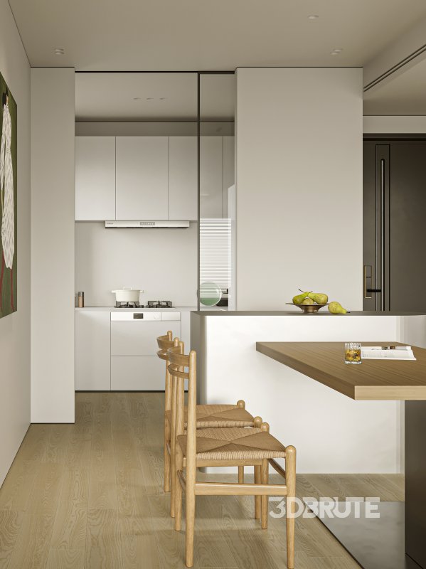 Modern living room and dining room interior scene Image 7