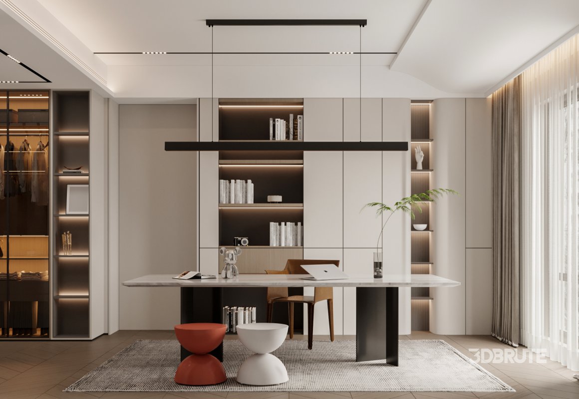 modern bedroom office room dressing room bathroom Image 1