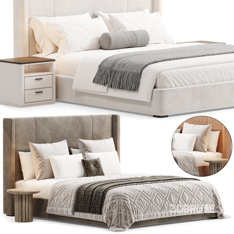 Bed With High Headboard Norman By Lavsit Image 1