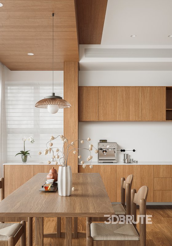 Modern living room and dining room interior scene Image 7