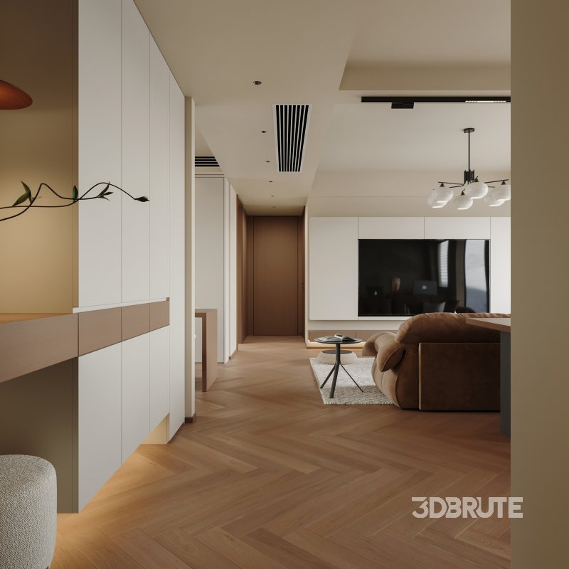 Modern living room and dining room interior scene Image 6