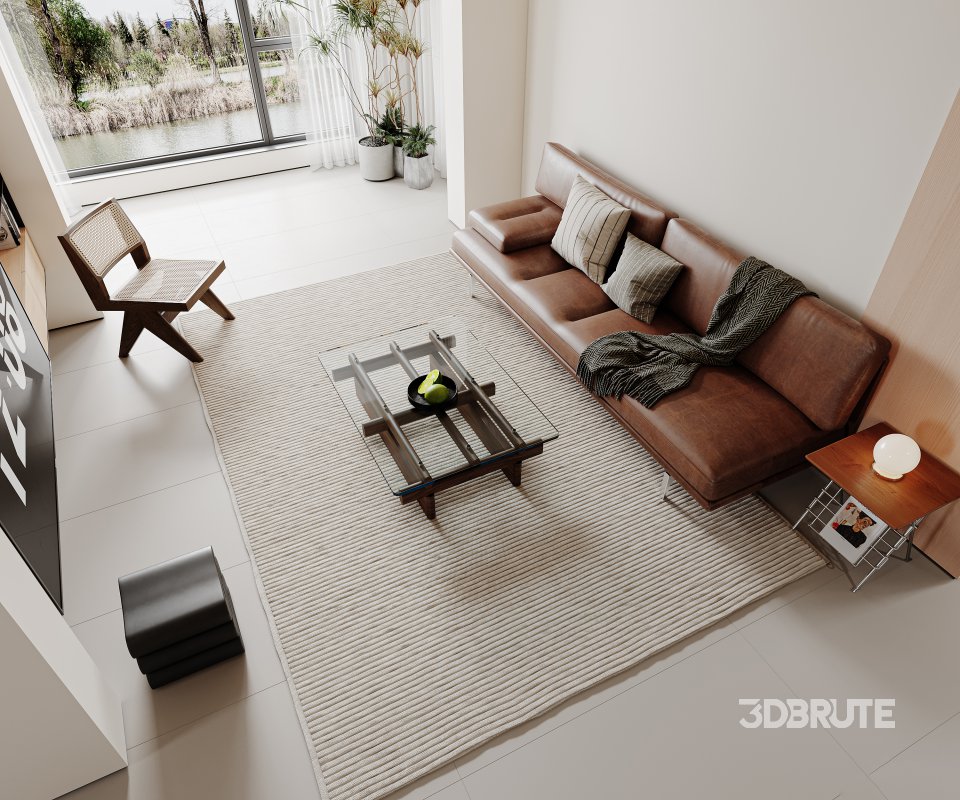 Modern living room and dining room interior scene Image 6