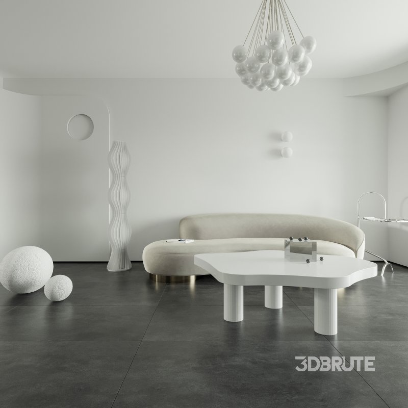 Modern living room and dining room interior scene Image 2