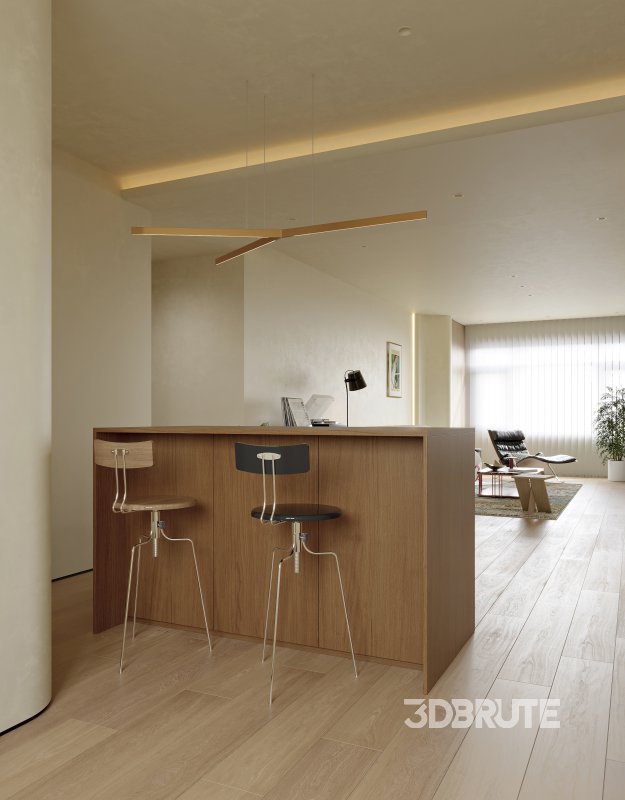 Modern living room and dining room interior scene Image 9