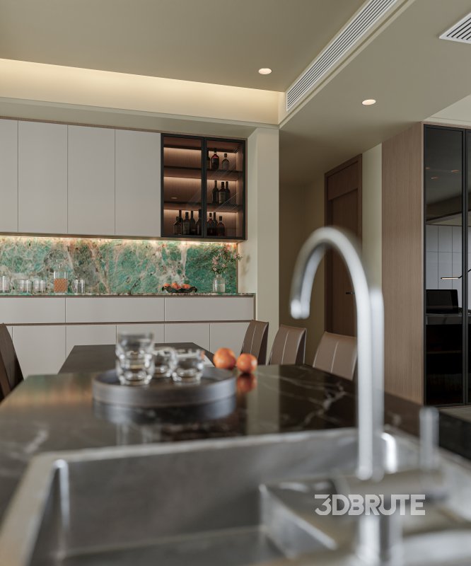 Modern living room and dining room interior scene Image 7