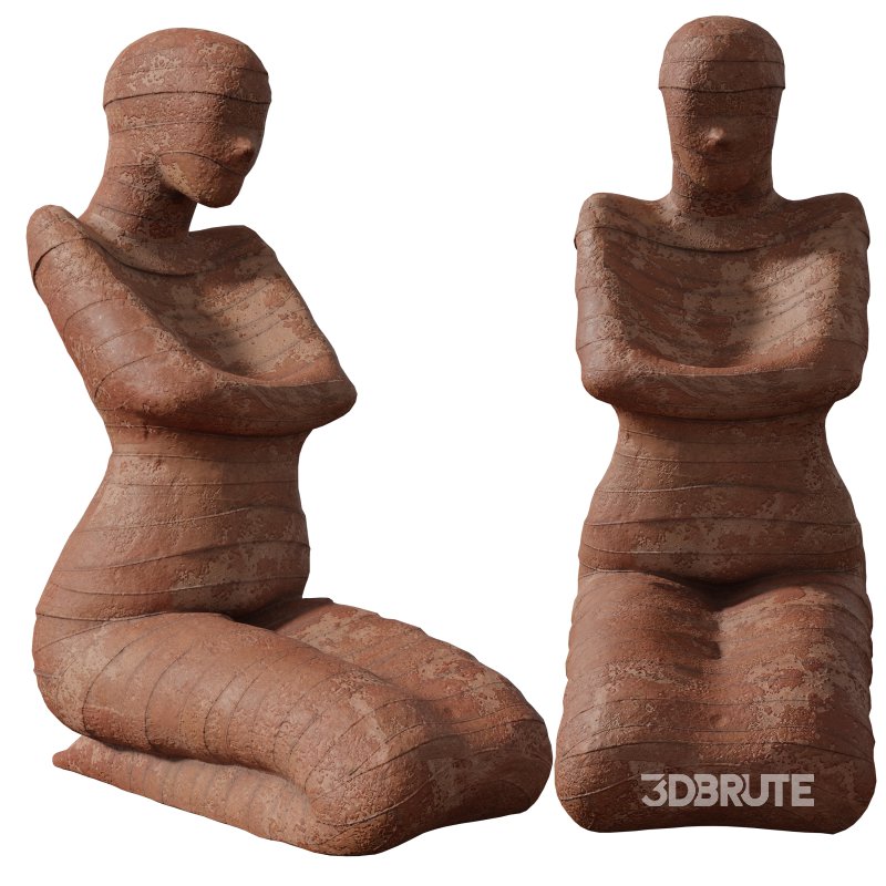 Seated Mummy Clay Statue Image 2