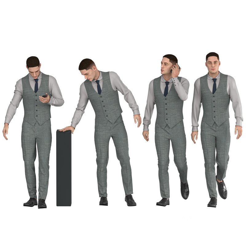 Office Man with coat vest in 04 poses Image 3