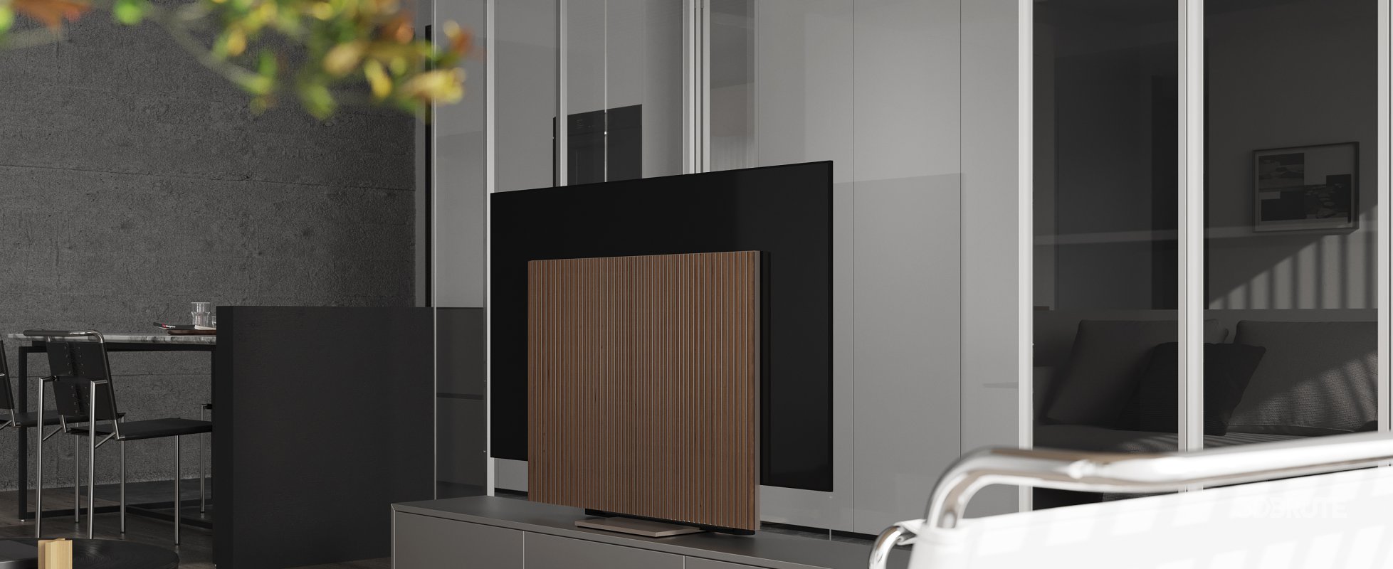 Modern living room and dining room interior scene Image 8