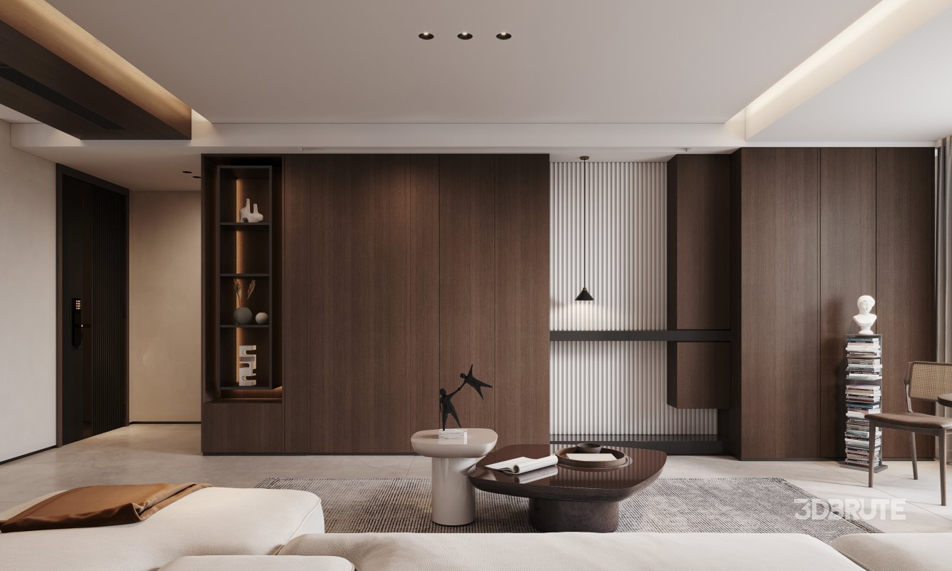 Modern living room and dining room interior scene Image 5