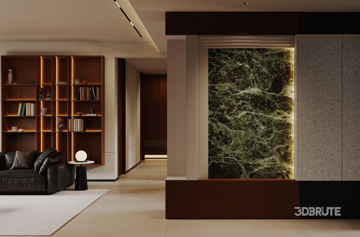 Modern living room and dining room interior scene Image 7