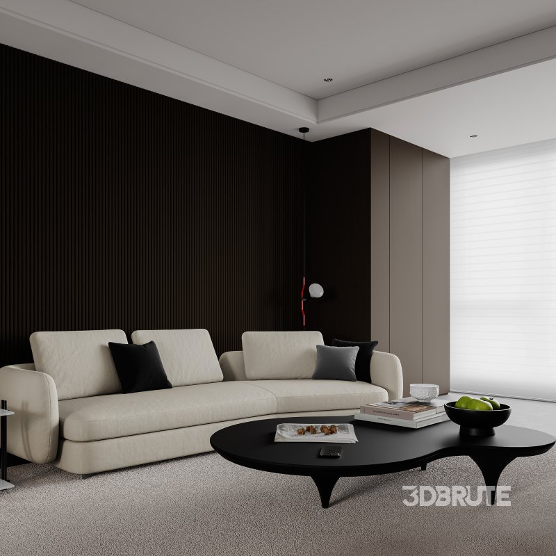 Modern living room and dining room interior scene Image 11