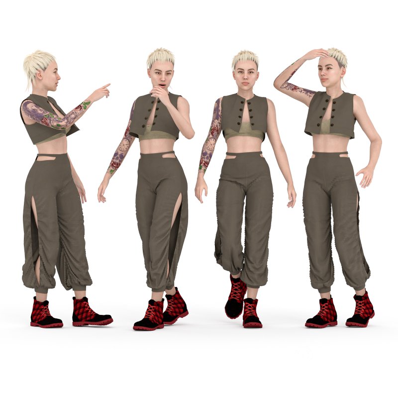 casual woman outfit in 4 poses Image 3