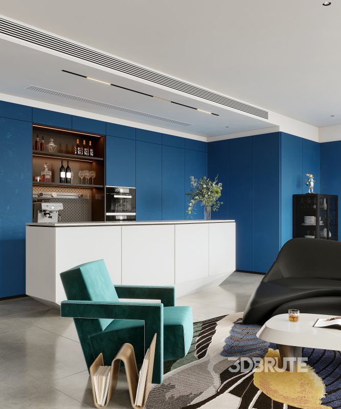 Modern living room and dining room interior scene Image 7