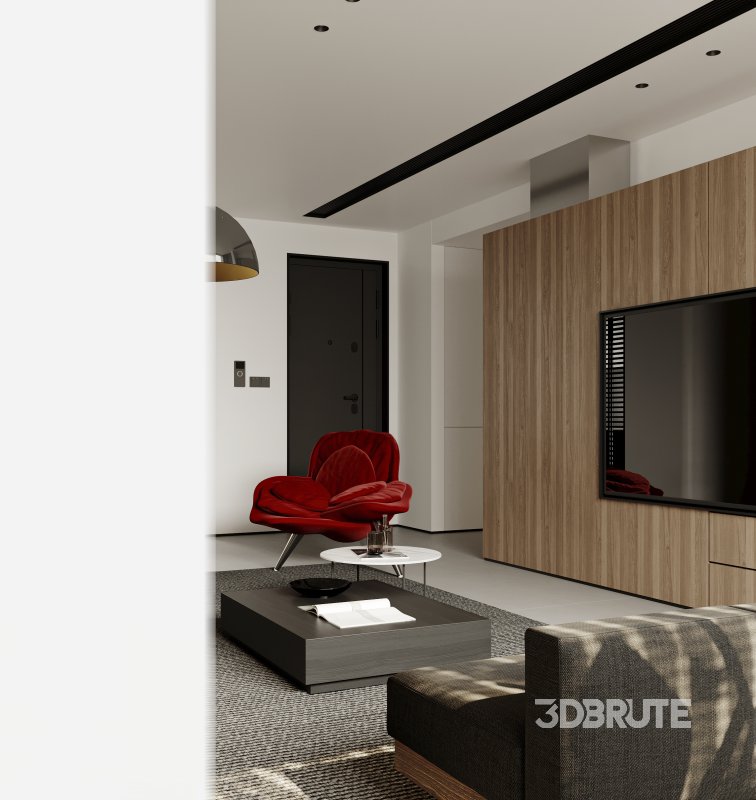 Modern living room and dining room interior scene Image 3