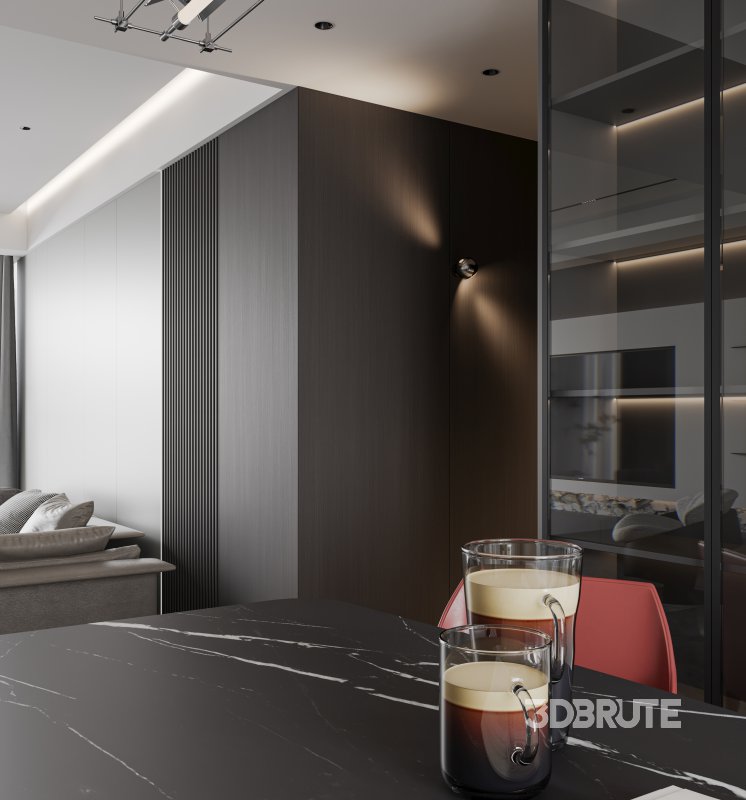 Modern living room and dining room interior scene Image 5