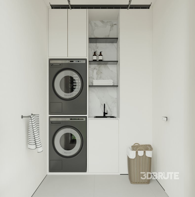 Modern living room and dining room bedroom interior scene Image 11