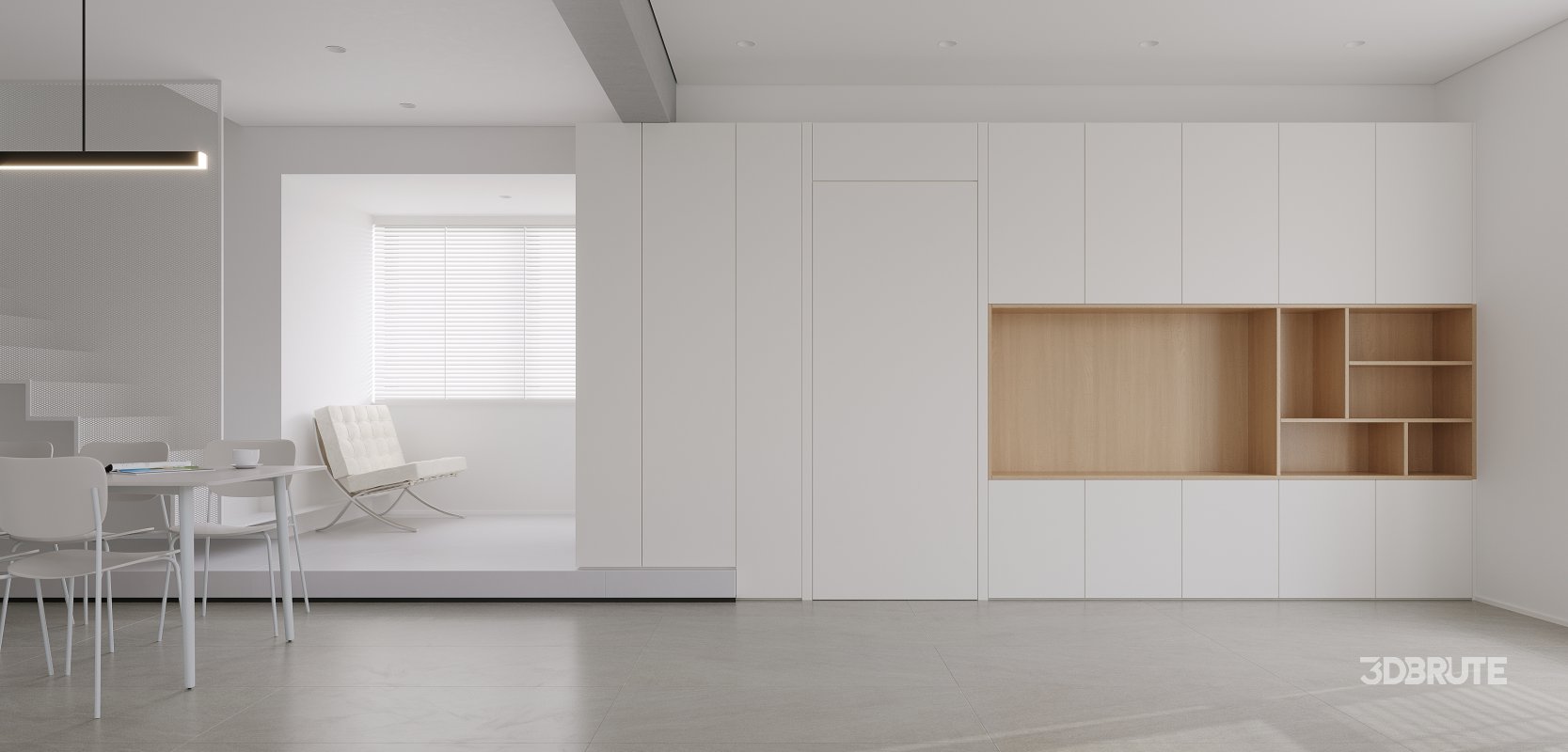 Modern living room and dining room interior scene Image 4