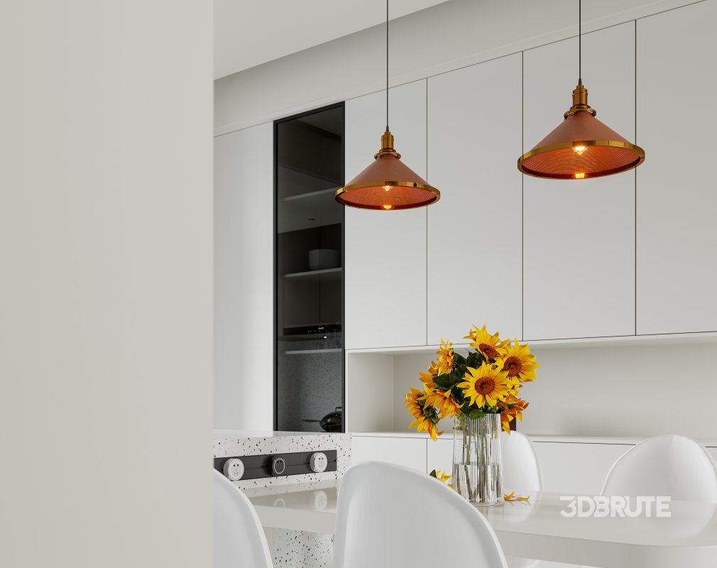 Modern living room and dining room interior scene Image 7