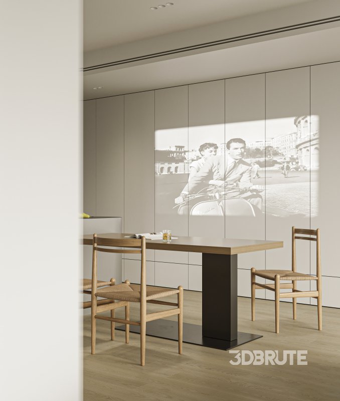 Modern living room and dining room interior scene Image 6