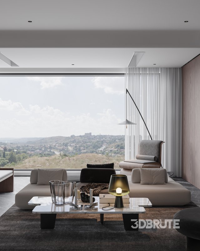 Modern living room and dining room interior scene Image 3