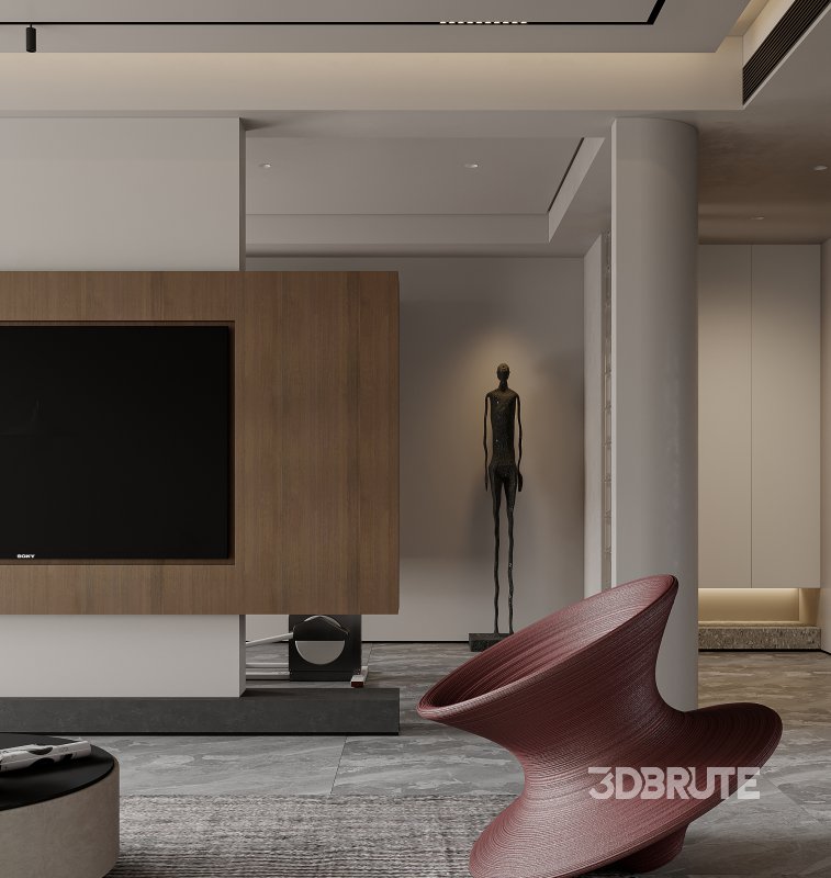 Modern living room and dining room interior scene Image 5