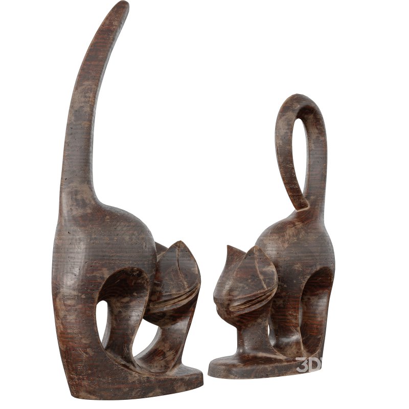 Wooden cats Statue Image 2