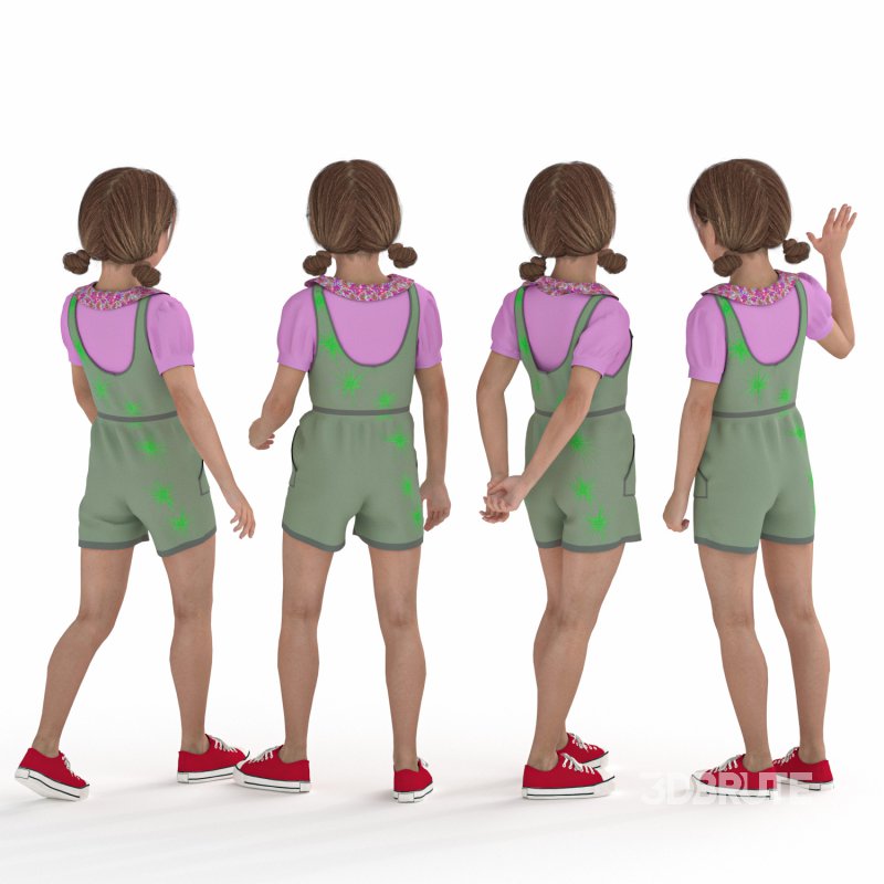 Casual Kid Girl 04 Poses Image 1