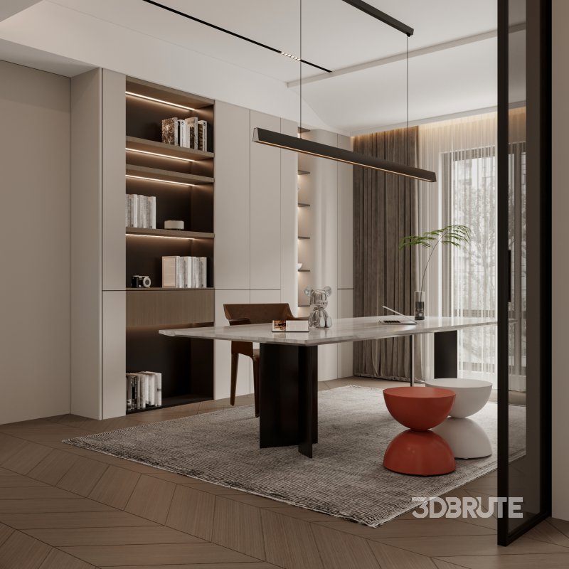 modern bedroom office room dressing room bathroom Image 5