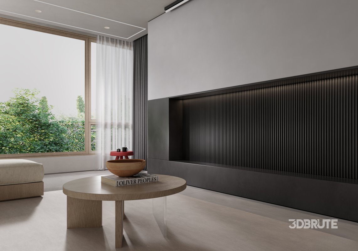 Modern living room and dining room interior scene Image 4
