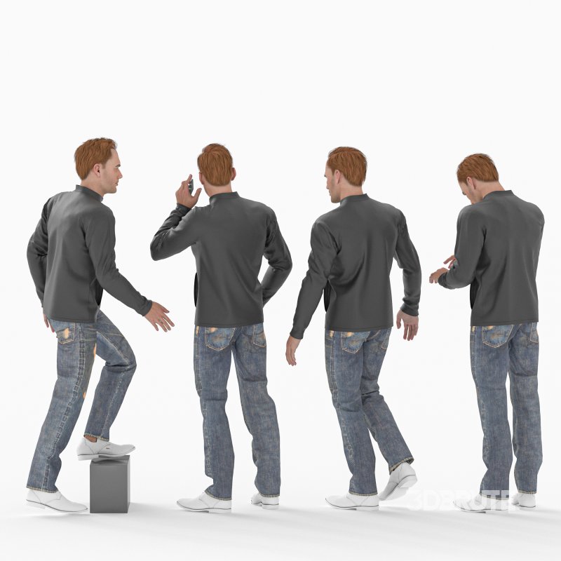 Casual Man With Leather Coat and Jeans 04 Poses Image 5