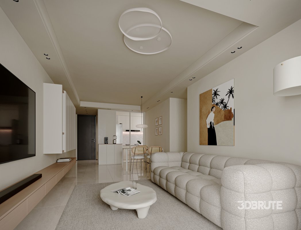 Modern living room and dining room interior scene Image 3