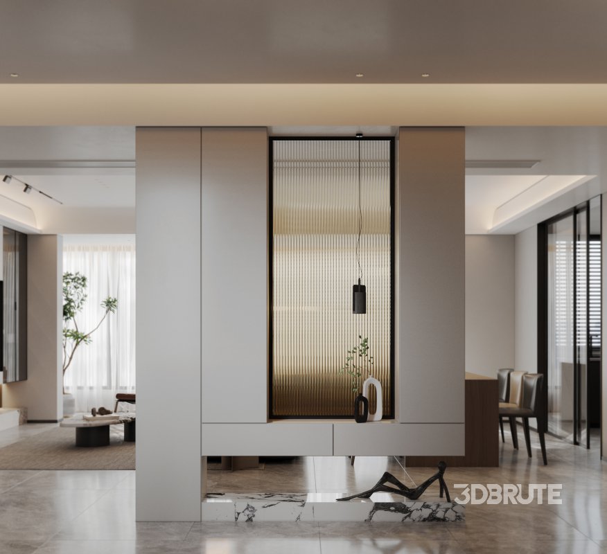 Modern living room and dining room interior scene Image 3