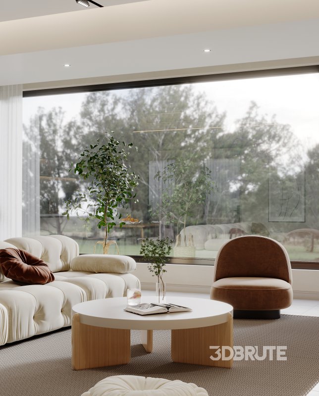 Modern living room and dining room interior scene Image 3
