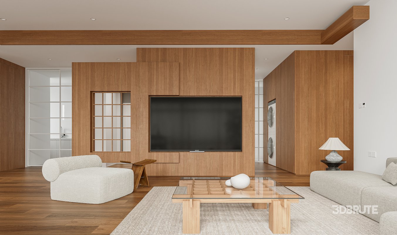 Modern living room and dining room interior scene Image 3