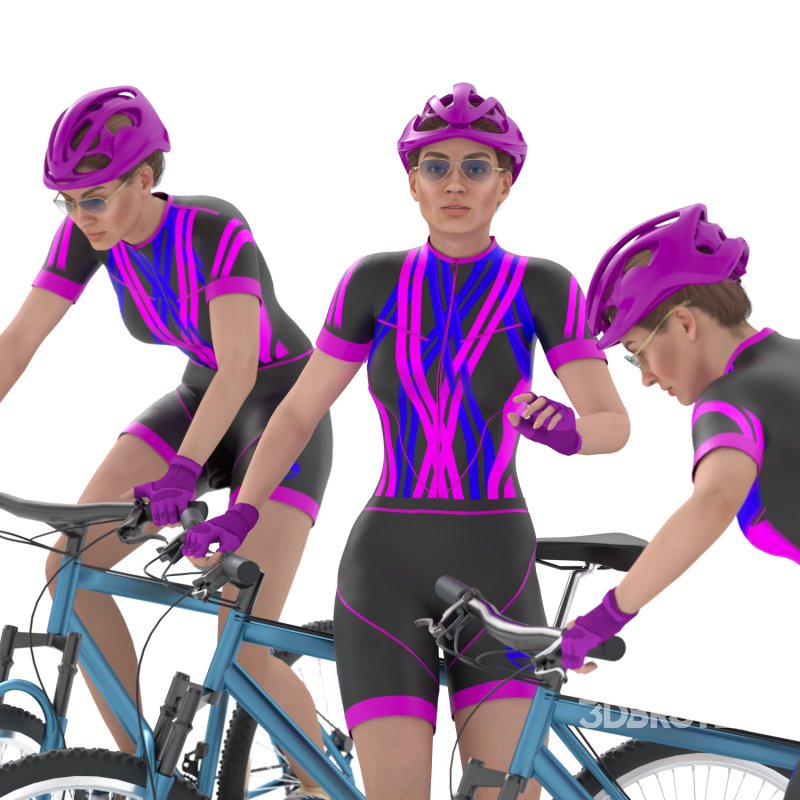 Cyclist woman in 03 poses Image 1