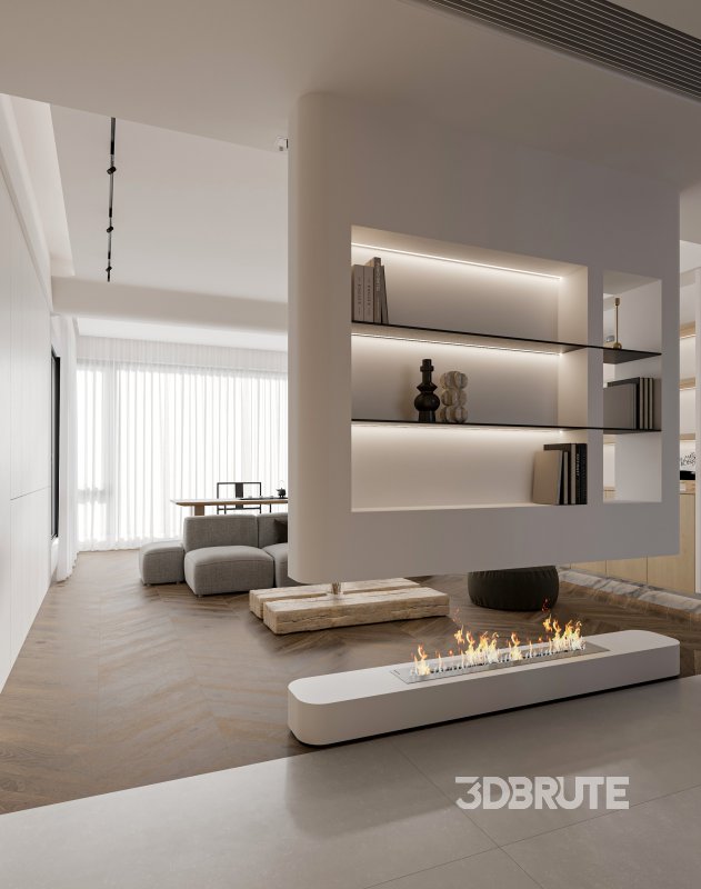 Modern living room and dining room interior scene Image 5