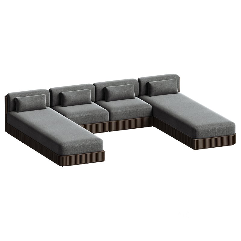 Beaumont Outdoor Four Piece Double Chaise Sectional Image 1