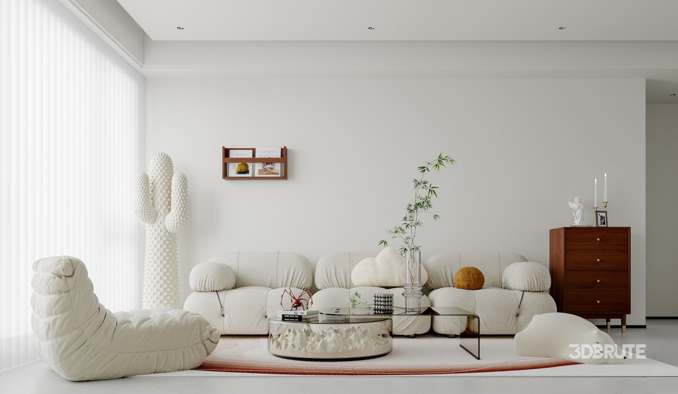 Modern living room and dining room interior scene Image 3