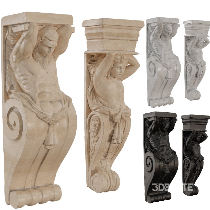 Classical MArble Corbel with Atlas Figure Image 3