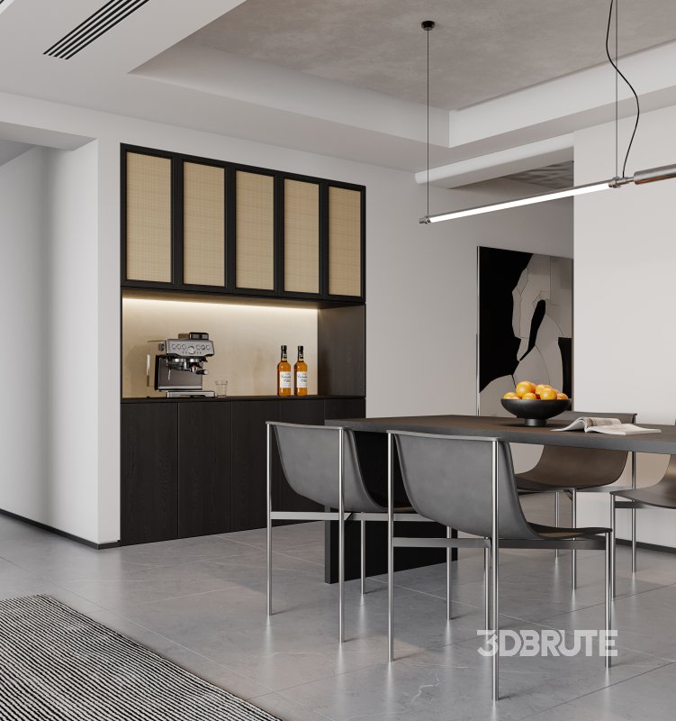 Modern living room and dining room interior scene Image 4