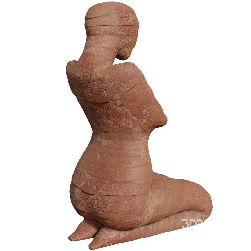 Seated Mummy Clay Statue Image 4