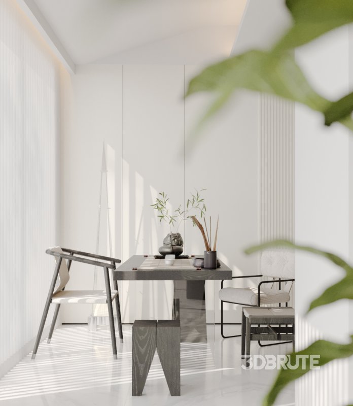 Modern living room and dining room interior scene Image 2