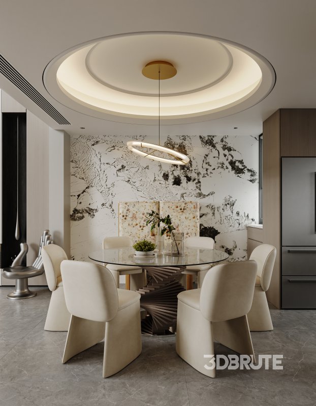 Modern living room and dining room interior scene Image 4