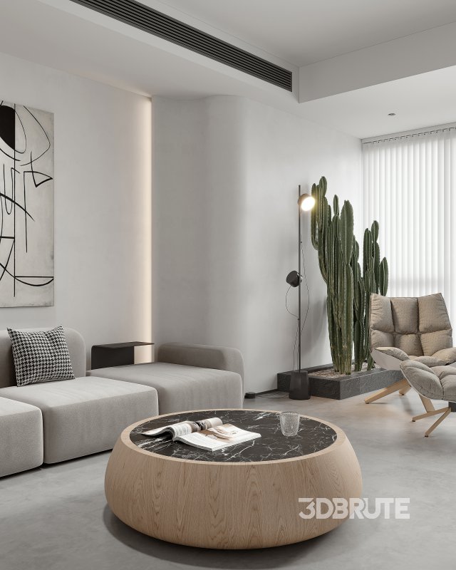 Modern living room and dining room interior scene Image 4