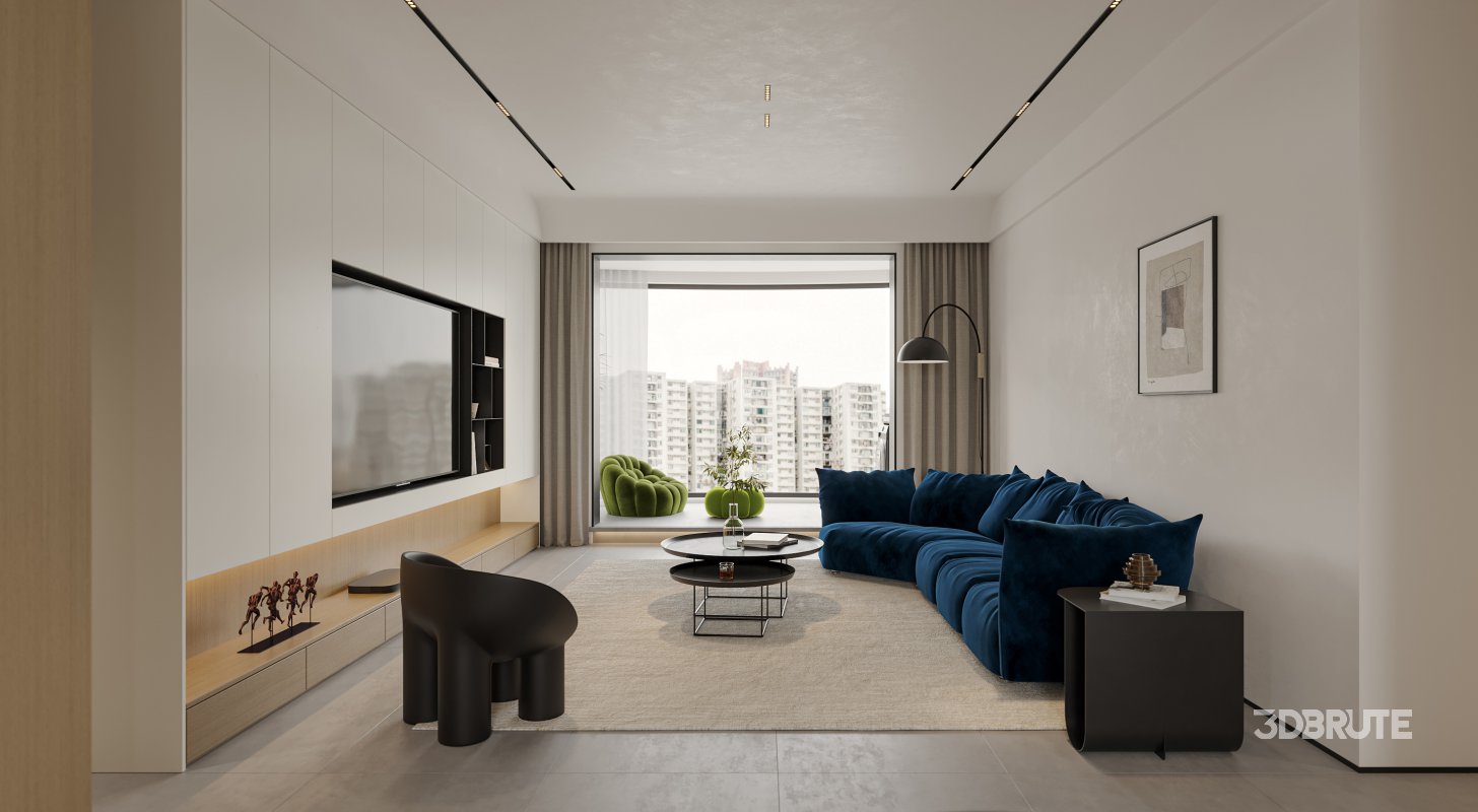 Modern living room and dining room interior scene Image 3