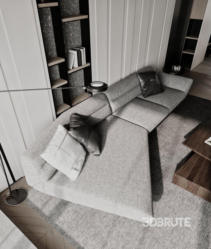 Modern living room and dining room interior scene Image 8