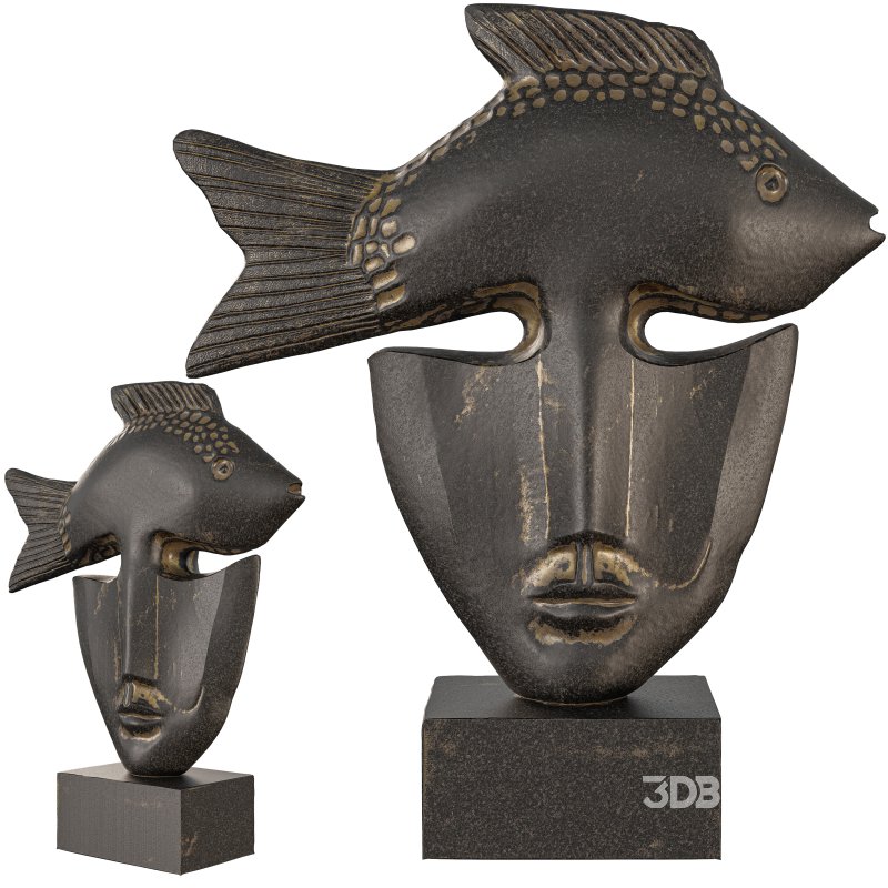 Surreal Fish Crown Face Sculpture Image 5