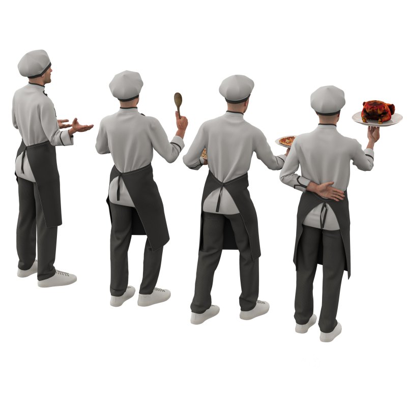 male chef in 4 poses Image 3