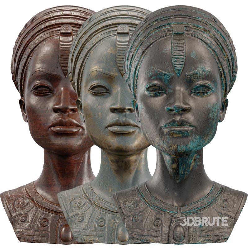 Regal African Queen Bust Sculpture Intricate Image 3